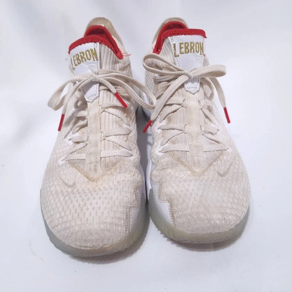 Nike LeBron 16 Draft Day Low Basketball Shoes White‎ Red Sneakers Mens 10.5